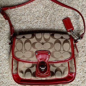 Red and brown Coach purse